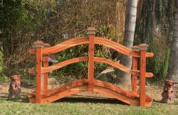 Here is a Asian inspired bridge with groved rails, sealed Solar lights.

