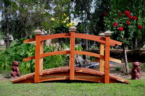 Curved Rail Bridges  2. Nationwide shipping Garden Bridges Japanese Garden bridges Pedestrian Bridges Wooden Bridges Koi pond Bridges Beautiful Bridges Custom sizes Est 1996
